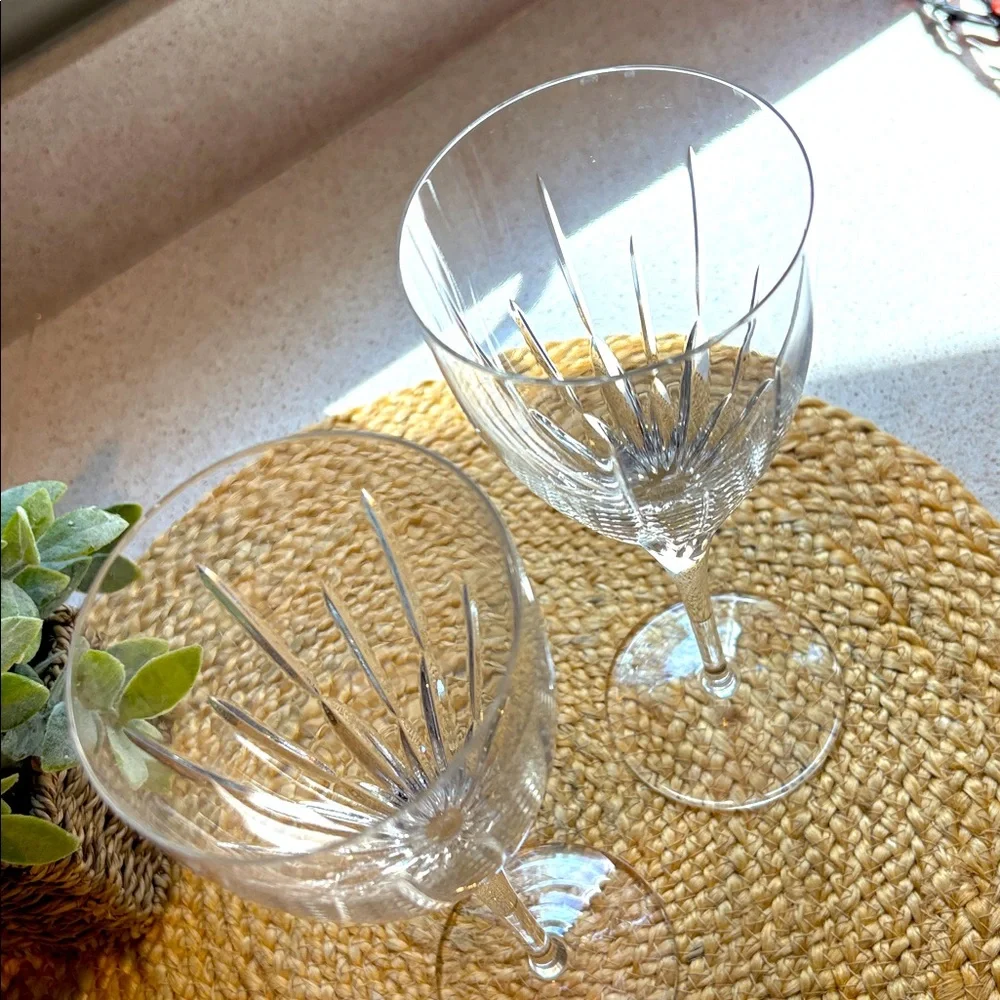 (2) Lenox Water Goblet / Wine Glass - Starfire